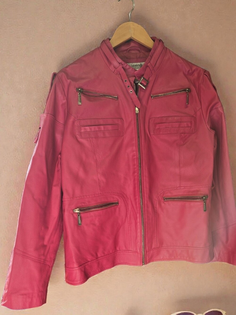 Avenue Genuine Leather Fuchsia Moto Jacket | Size 16 - Picture 2 of 6